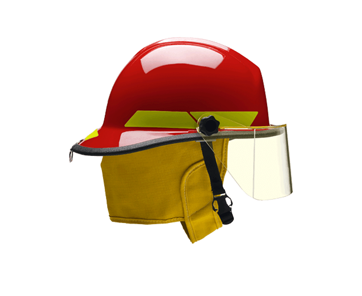 Fire Helmet Structural FXA1 Red w R330 4" Faceshield 
